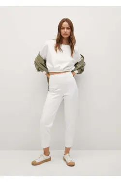 سویشرت کوتاه کشسان سفید زنانه - یاری شاپ