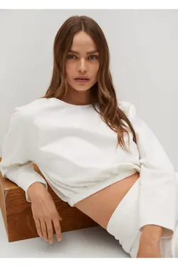 سویشرت کوتاه کشسان سفید زنانه - یاری شاپ