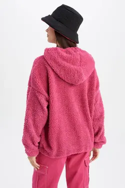 سویشرت مخمل دار جیبی کانگورویی با کلاه بزرگ اورسایز مناسب - یاری شاپ