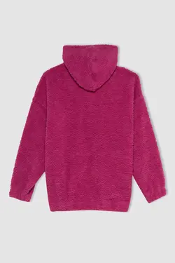 سویشرت مخمل دار جیبی کانگورویی با کلاه بزرگ اورسایز مناسب - یاری شاپ