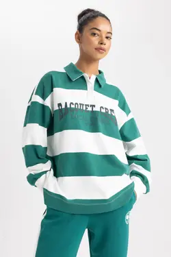 سویشرت ورزشی ممتاز یقه پولو Fit Oversize Fit Fit - یاری شاپ