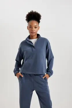 سویشرت ورزشی یقه ای مدال DeFactoFit سایز بزرگ - یاری شاپ