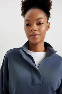 سویشرت ورزشی یقه ای مدال DeFactoFit سایز بزرگ - یاری شاپ