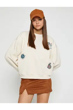 سویشرت یقه خدمه با چاپ پشمی داخل - یاری شاپ