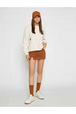 سویشرت یقه خدمه با چاپ پشمی داخل - یاری شاپ