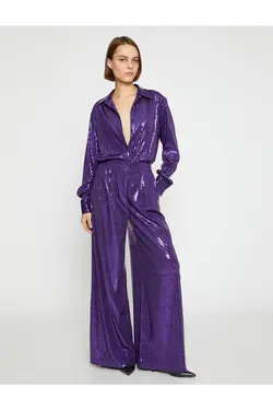 شلوار Palazzo پولک دار با جیب - یاری شاپ