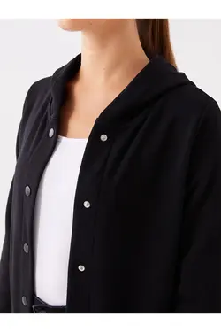 کاپشن اسپرت زنانه آستین بلند ساده کلاهدار - یاری شاپ