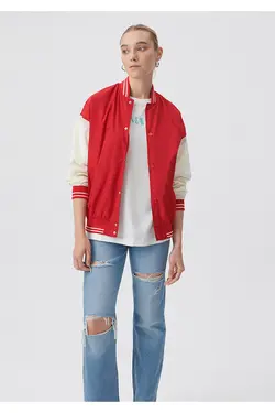 کاپشن قرمز کالج 1110251-84538 - یاری شاپ