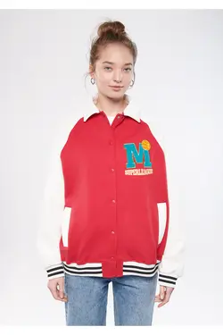 کاپشن کالج قرمز پرینت شده ام سایز بزرگ / برش پهن 1110103-71083 - یاری شاپ