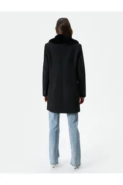 کت Kachet قابل جابجایی خز مصنوعی جیب دکمه دار - یاری شاپ