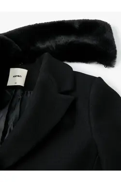 کت Kachet قابل جابجایی خز مصنوعی جیب دکمه دار - یاری شاپ