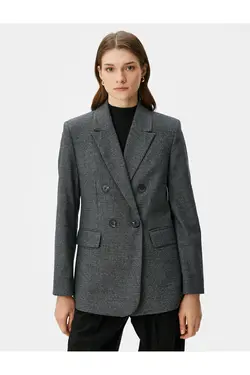 کت بلیزر سایز بزرگ دو سینه دکمه دار با جیب های فلپ - یاری شاپ