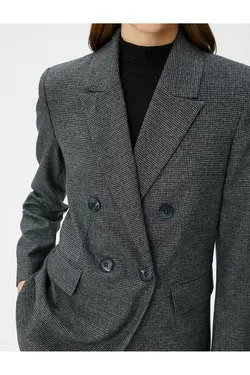 کت بلیزر سایز بزرگ دو سینه دکمه دار با جیب های فلپ - یاری شاپ