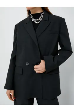 کت بلیزر سایز بزرگ دو سینه دکمه دار با جیب های فلپ - یاری شاپ