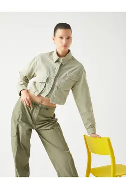 کت جین برش با جزئیات جیب بزرگ - یاری شاپ