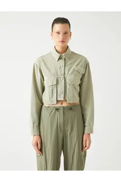 کت جین برش با جزئیات جیب بزرگ - یاری شاپ