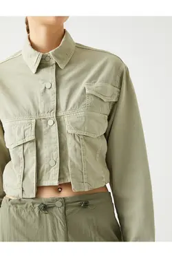 کت جین برش با جزئیات جیب بزرگ - یاری شاپ