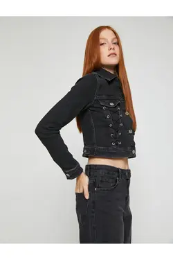 کت جین برش با جزئیات چشمک - یاری شاپ