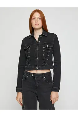 کت جین برش با جزئیات چشمک - یاری شاپ