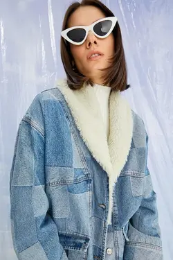 کت جین بلوک خز مصنوعی زنانه 3wal50052md - یاری شاپ