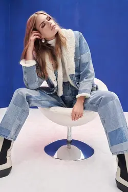 کت جین بلوک خز مصنوعی زنانه 3wal50052md - یاری شاپ