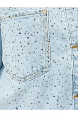 کت جین سنگی یقه پیراهن برش راحت با جیب با جزئیات - یاری شاپ