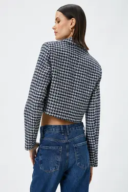 کت چهارخانه آبی سرمه ای زنانه - یاری شاپ