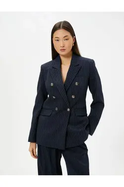 کت زنانه 4sak50055uw سرمه ای راه راه - یاری شاپ