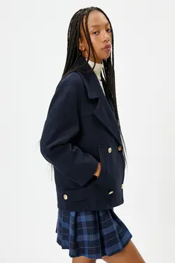 کت زنانه آبی سرمه ای - یاری شاپ