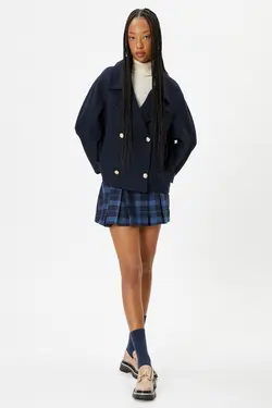 کت زنانه آبی سرمه ای - یاری شاپ