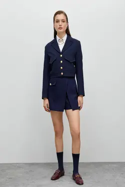 کت زنانه آبی سرمه ای - یاری شاپ