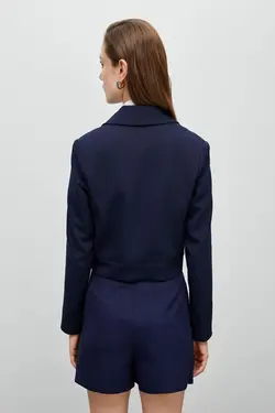 کت زنانه آبی سرمه ای - یاری شاپ