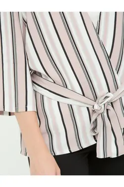 کت زنانه راه راه خاکی - یاری شاپ