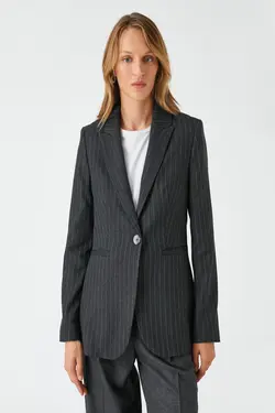 کت زنانه راه راه مشکی - یاری شاپ