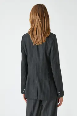 کت زنانه راه راه مشکی - یاری شاپ