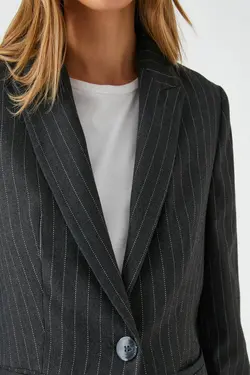 کت زنانه راه راه مشکی - یاری شاپ