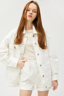 کت زنانه مایل به سفید 3SAL50006MD - یاری شاپ