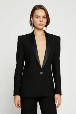 کت ساتن براق با جزییات کت بلیزر - یاری شاپ