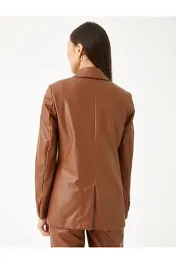 کت کت چرم مصنوعی با جزئیات جیبی - یاری شاپ