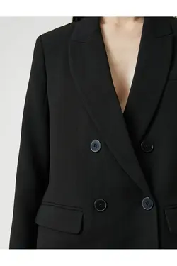 کت کت دو سینه دکمه دار با جزئیات جیب فلپ - یاری شاپ