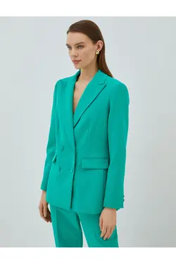 کت کت دو سینه دکمه دار با جزئیات جیب فلپ - یاری شاپ