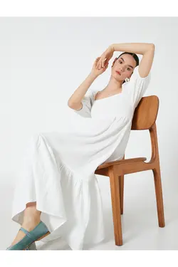 لباس بلند پلکانی یقه مربعی گیمپ - یاری شاپ