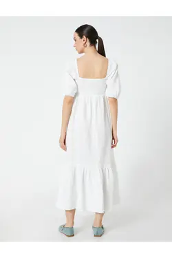 لباس بلند پلکانی یقه مربعی گیمپ - یاری شاپ