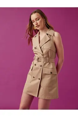 لباس کت بدون آستین کمردار - یاری شاپ