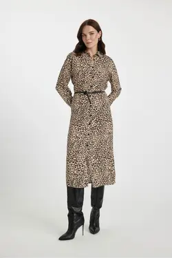 لباس میدی آستین بلند پیراهن طرح پلنگی - یاری شاپ