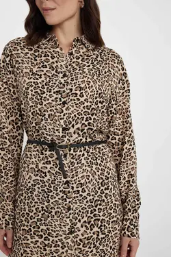 لباس میدی آستین بلند پیراهن طرح پلنگی - یاری شاپ