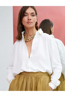 لوازم جانبی زنجیر دکمه دار پیراهن آستین بلند با جزئیات - یاری شاپ