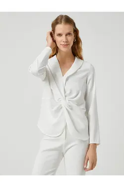 یقه بلوز با جزئیات گره آستین بلند - یاری شاپ