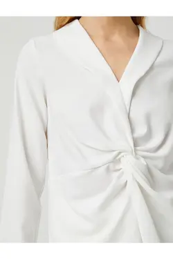 یقه بلوز با جزئیات گره آستین بلند - یاری شاپ