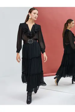 یقه پارچه ابریشمی با دکمه شفاف شفاف - یاری شاپ